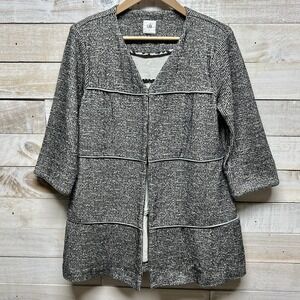 Cabi Jacket Womens Small Black‎ White Tweed The Times 3/4 Sleeve Classic Preppy